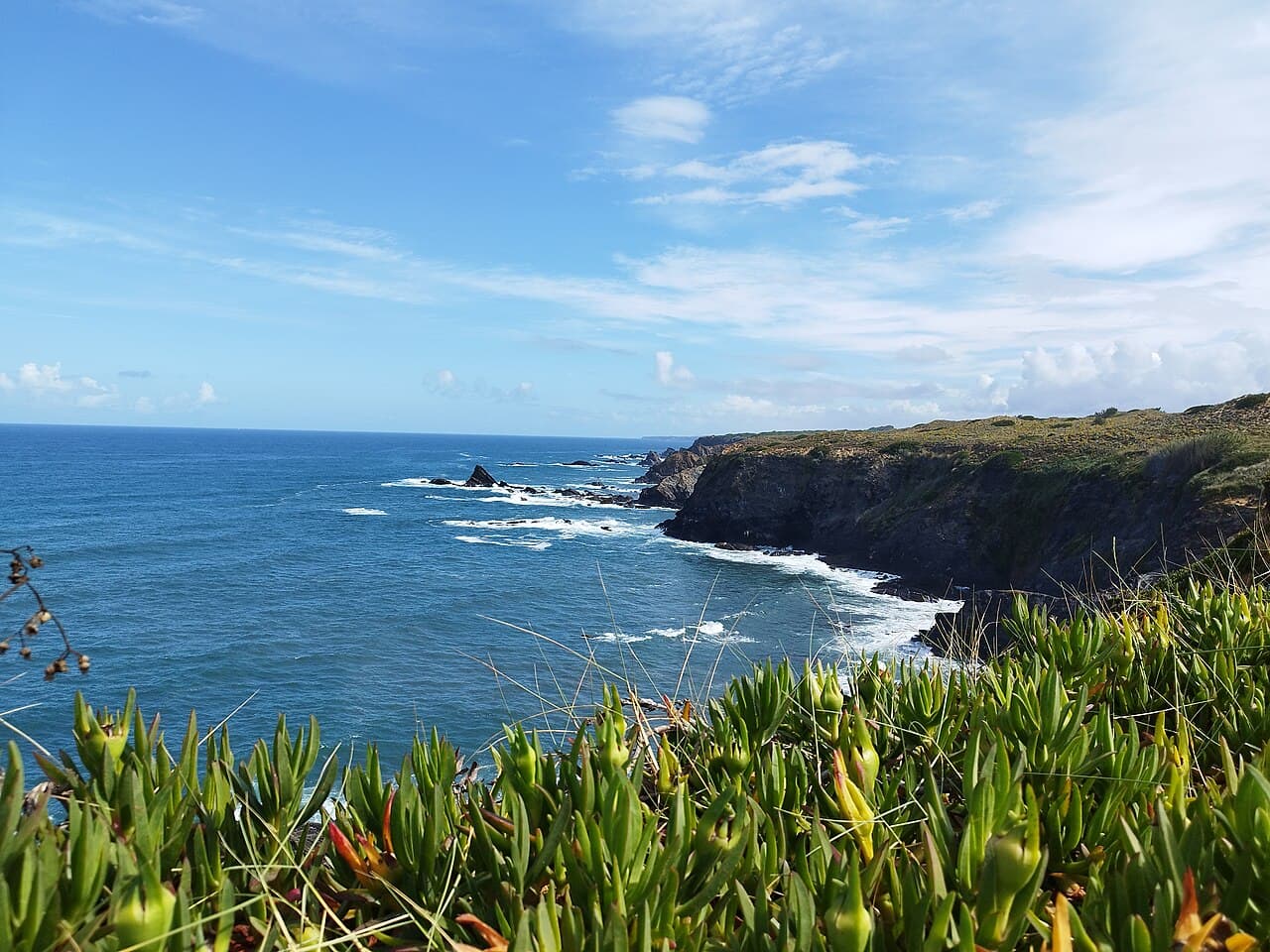 Rocky Atlantic coastline in the Southwest Alentejo and Vicentine Coast Natural Park, Portugal.